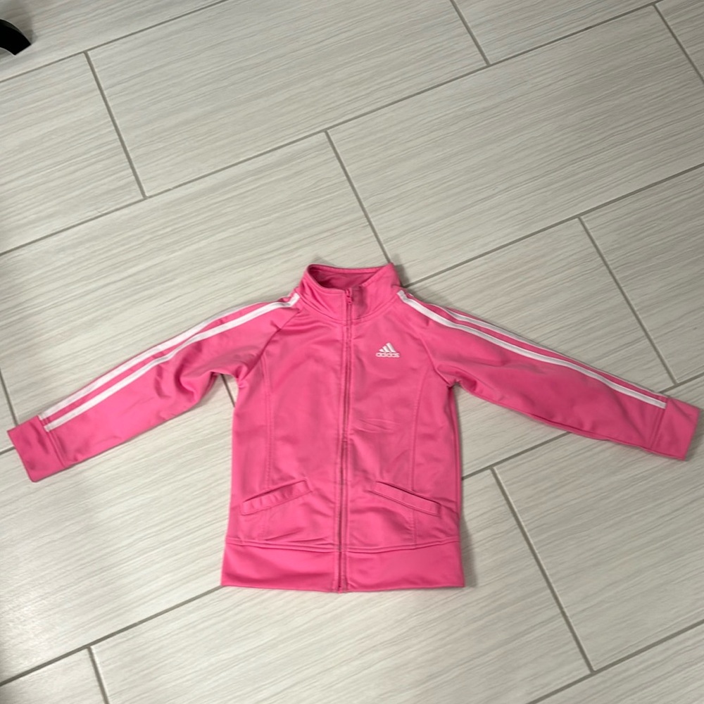 Girls pink Adidas track jacket. Size 6